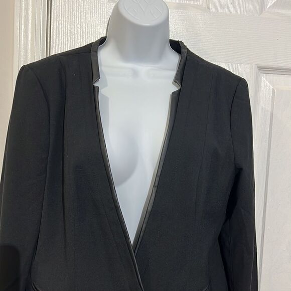 Loft Leather Trimmed Black Blazer Size M - Picture 2 of 9